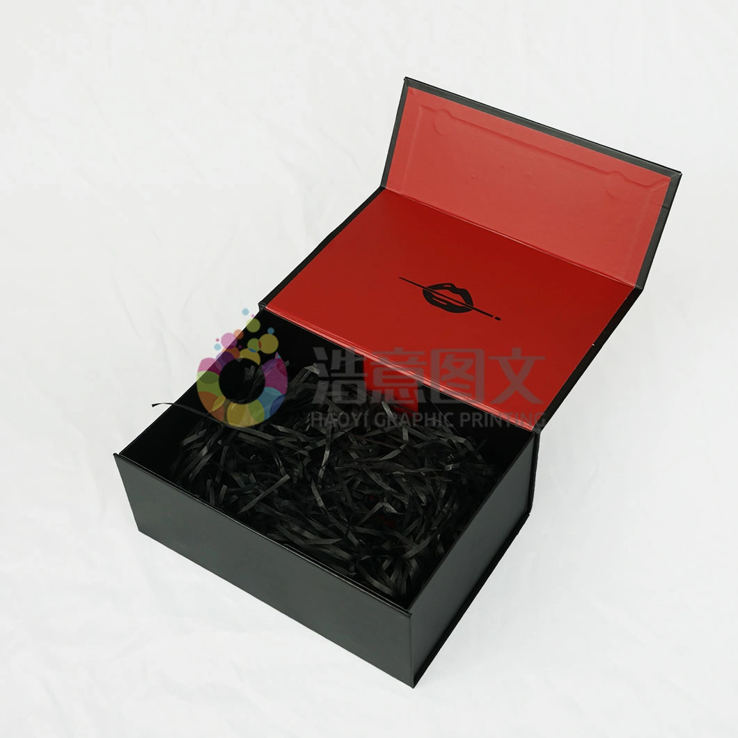 Wholesale Custom Exquisite Black Cardboard Folding Cosmetic Packaging Boxes Birthday Gift Paper Jewelry Box for Clothing Watch Jewellery Shipping Flower Box