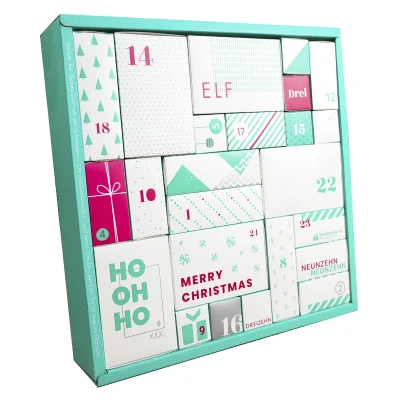 Design Package Solution Gift Boxes Advent Calendar Blind Box Square Paper Gift Box Packaging for Christmas