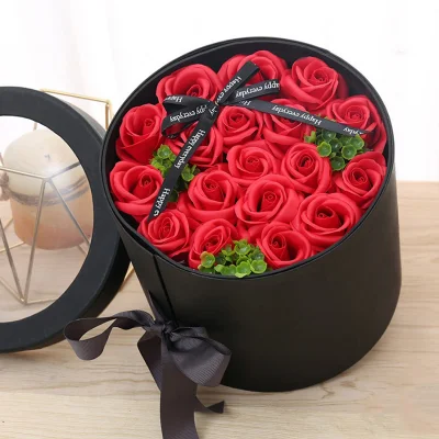 Premium PVC Exquisite Custom Round Flower Gift Paper Box Romantic Rose Bouquet Gift Paper Box