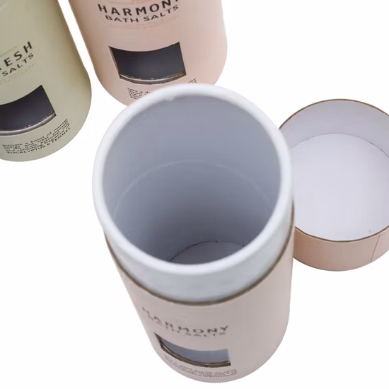 Eco Friendly Round Flat Edge Foil Printing Kraft Cardboard Paper Tube Box for Skin Care/Cosmetic Jewelry/Flower/Gift/Chocolate Food/Toys/Honey Jar Packaging