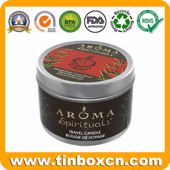 Empty Round Metal Fragrance Oil Candle Tin Packaging Box for Travel