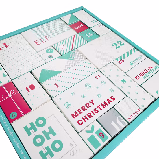 Design Package Solution Gift Boxes Advent Calendar Blind Box Square Paper Gift Box Packaging for Christmas