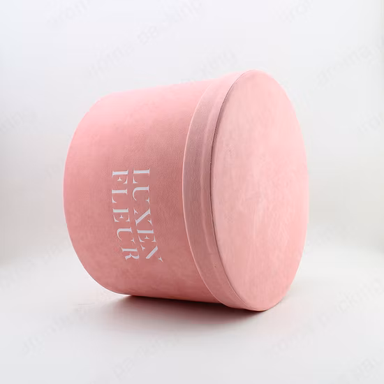 Luxury Pink Cardboard Tube Cylinder Round Rose Flower Box with Lid