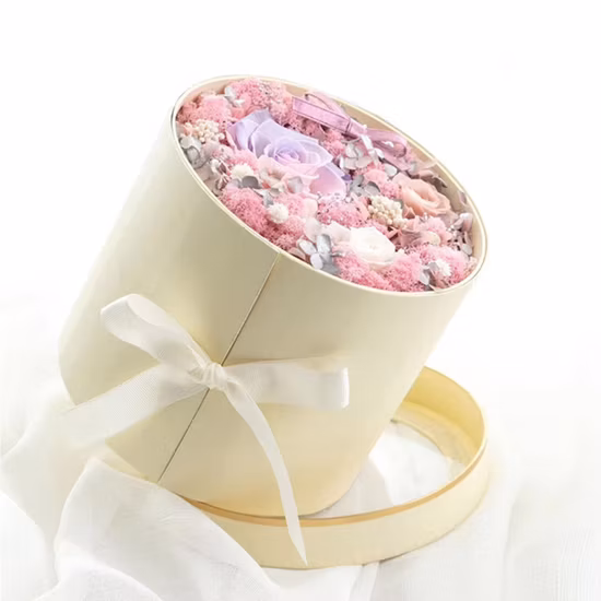 Premium PVC Exquisite Custom Round Flower Gift Paper Box Romantic Rose Bouquet Gift Paper Box